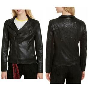 Desigual Millet Women's Black Front Zipper Motorcycle Jacket - US Size 6 - NWT